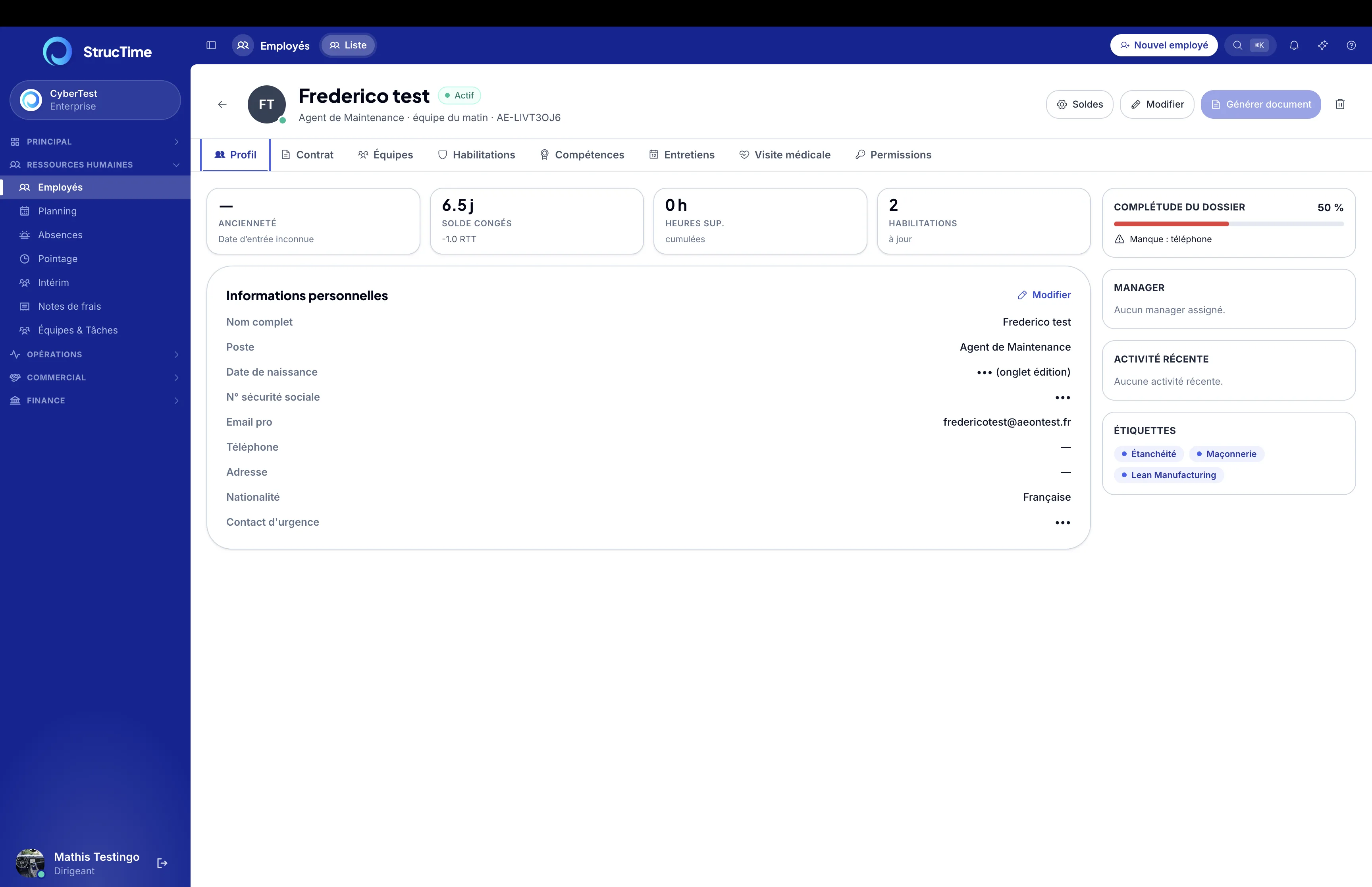 Ressources humaines — StrucTime